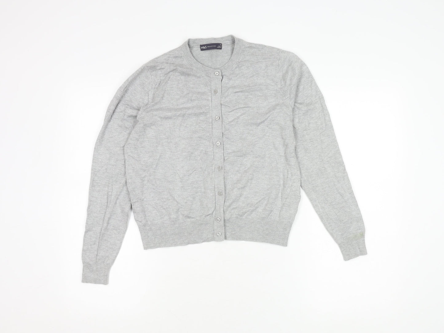 Marks and Spencer Women's Grey Cardigan, Size 14, Long Sleeve
