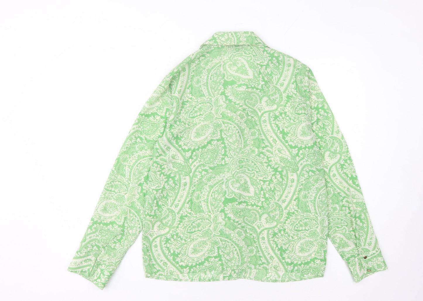 Topshop Womens Green Paisley Button-Up Shirt UK 10