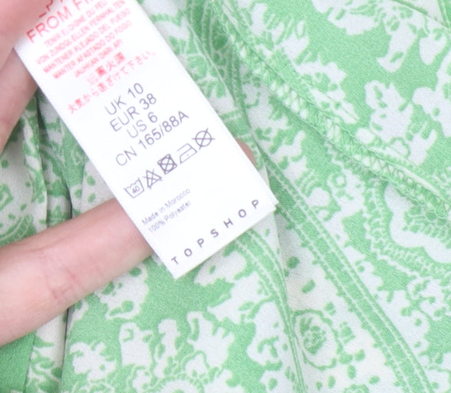 Topshop Womens Green Paisley Button-Up Shirt UK 10