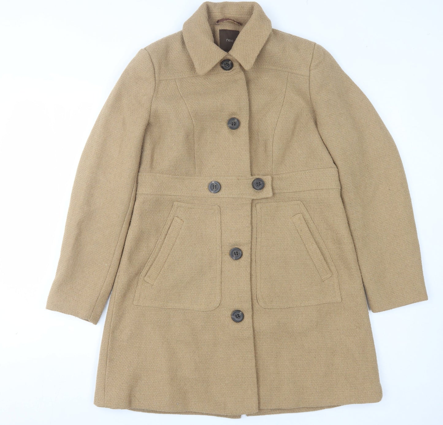 Next Women's Beige Overcoat Size 10 Buttoned Lined