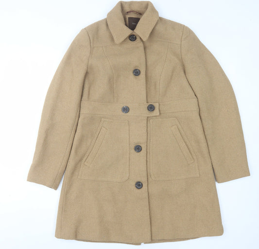 Next Women's Beige Overcoat Size 10 Buttoned Lined