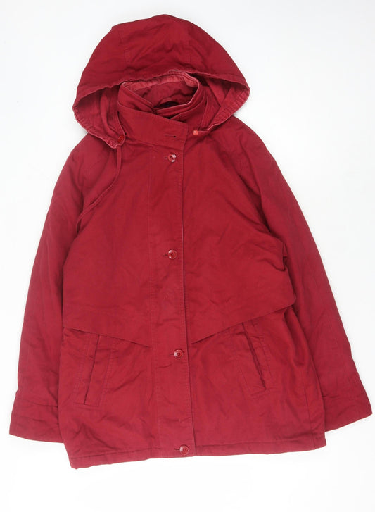 Telemac Women's Red M Parka Jacket, Hooded, Classic Style