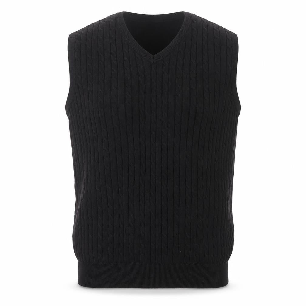 Reebok Men's Black Cable-Knit Vest Medium
