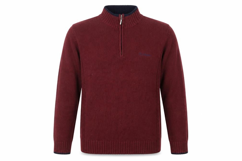 Pierre Cardin Men's Red Full Zip Jumper - L