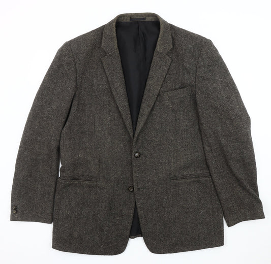 Hampton Men's XL Grey Herringbone Wool Blazer Jacket