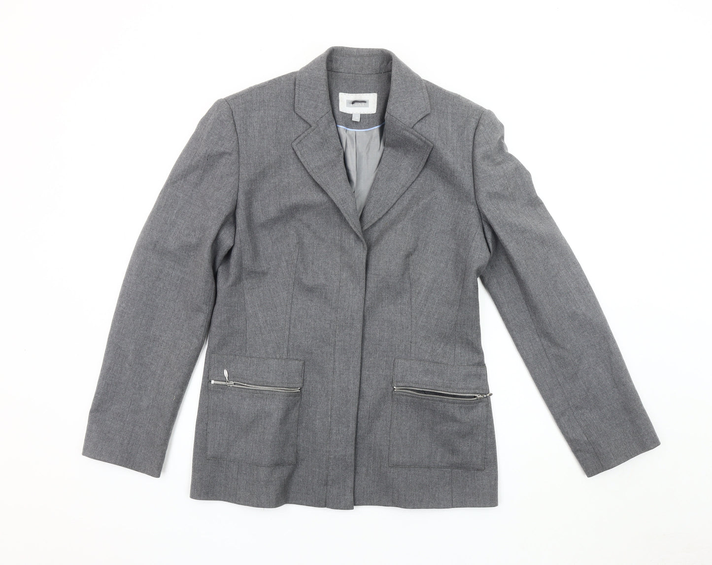 Next Women's Grey Blazer, Size 12, Zip Accents