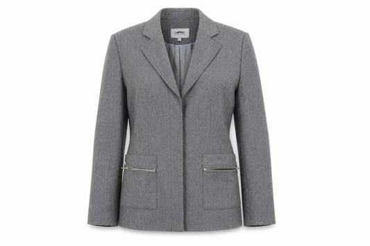 Next Women's Grey Blazer, Size 12, Zip Accents