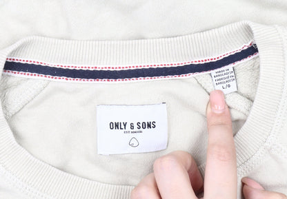 Close-up detail of Only & Sons Men's Beige L Pullover Sweatshirt