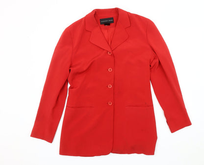 Additional front view of August Silk Women's Red Blazer, size 2, Lined, Excellent Condition