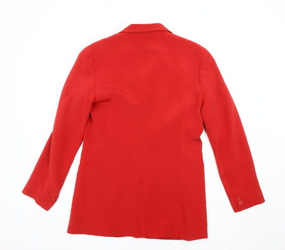 Back view of August Silk Women's Red Blazer, size 2, Lined, Excellent Condition