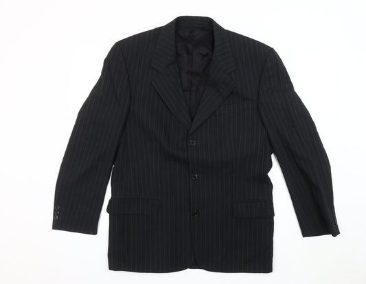 Next Men's Black Striped Suit Jacket Size 38S