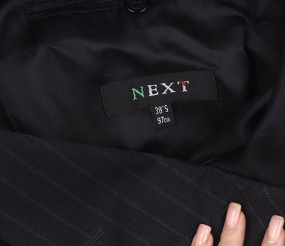 Next Men's Black Striped Suit Jacket Size 38S