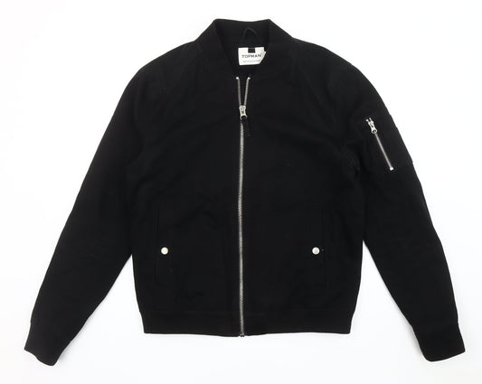 Topman Men's Black Bomber Jacket M Casual Regular Fit