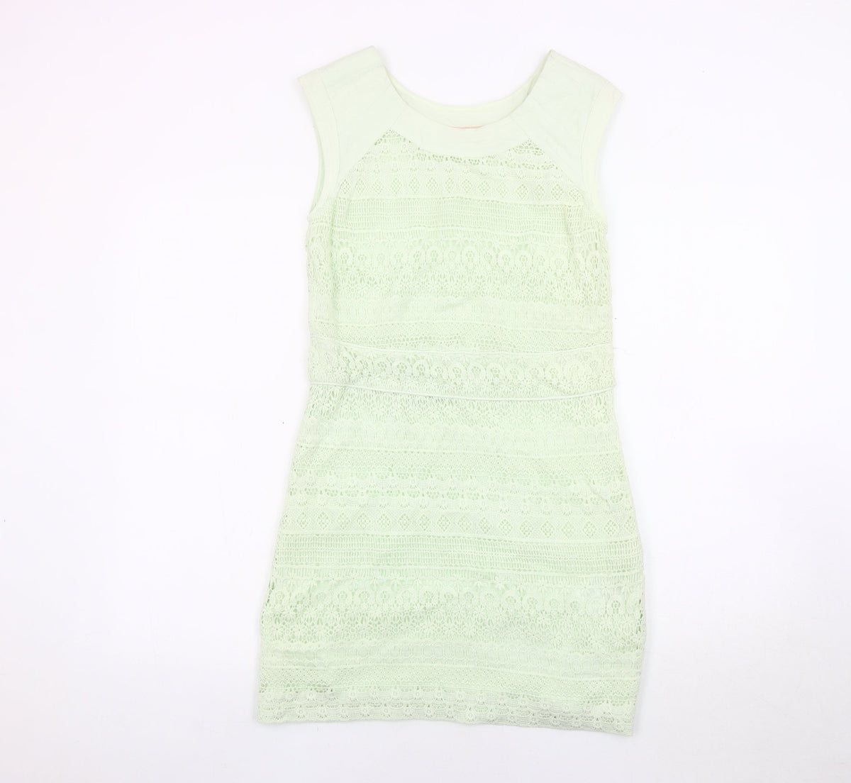 bdba Women's Green Sheath Dress Size 8 Sleeveless Lace