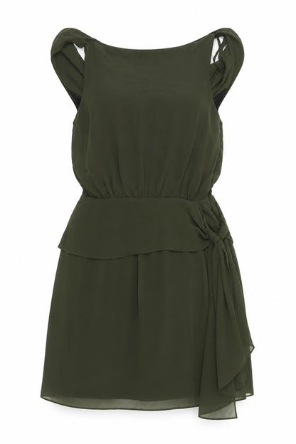 Front view of ASOS Women's Green Shift Dress, size 10, - Chic & Versatile