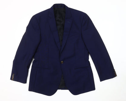Additional front view of AR RED Men's Blue Blazer Jacket 40R Single-Breasted
