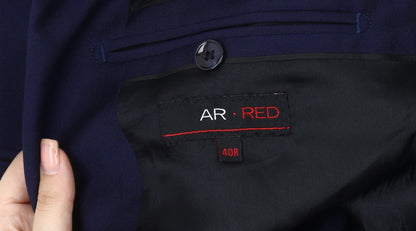 Close-up detail of AR RED Men's Blue Blazer Jacket 40R Single-Breasted