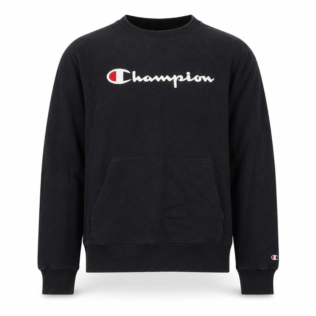 Champion Black Logo Pullover Sweatshirt S Unisex