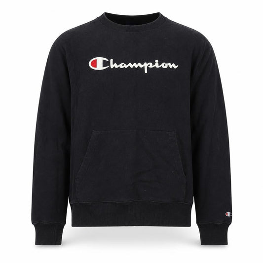 Champion Black Logo Pullover Sweatshirt S Unisex