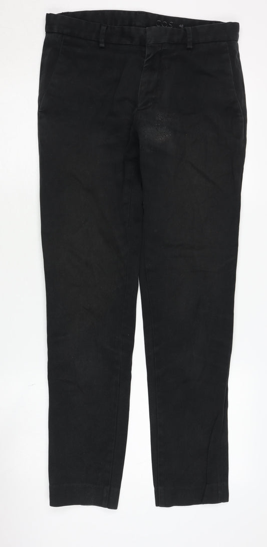 COS Men's Black Straight Trousers Cotton