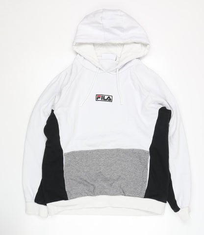 Additional front view of Fila Men's White Pull-over Hoodie - Medium
