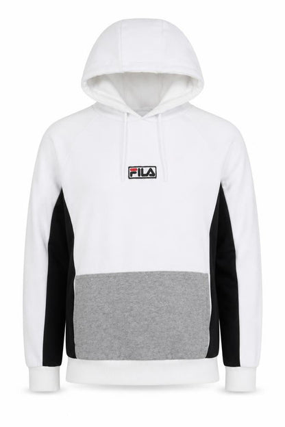 Front view of Fila Men's White Pull-over Hoodie - Medium