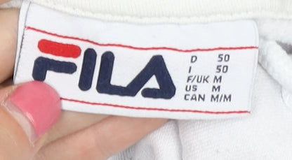 Brand and care label for Fila Men's White Pull-over Hoodie - Medium