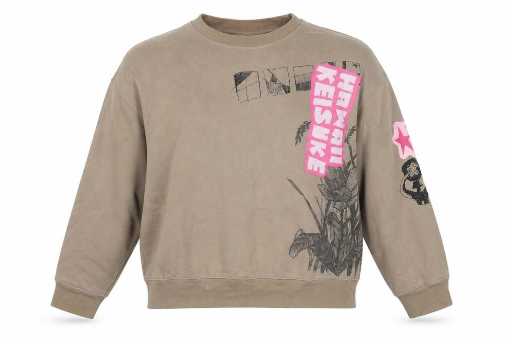 H&M Unisex Brown Pullover Sweatshirt L - Graphic Print Casual
