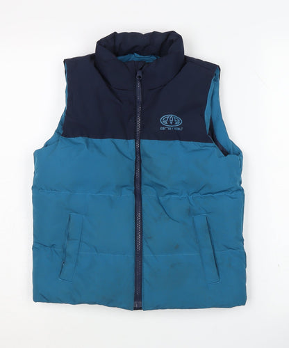 Additional front view of Animal boys’ blue sleeveless jacket 7-8 years with zip