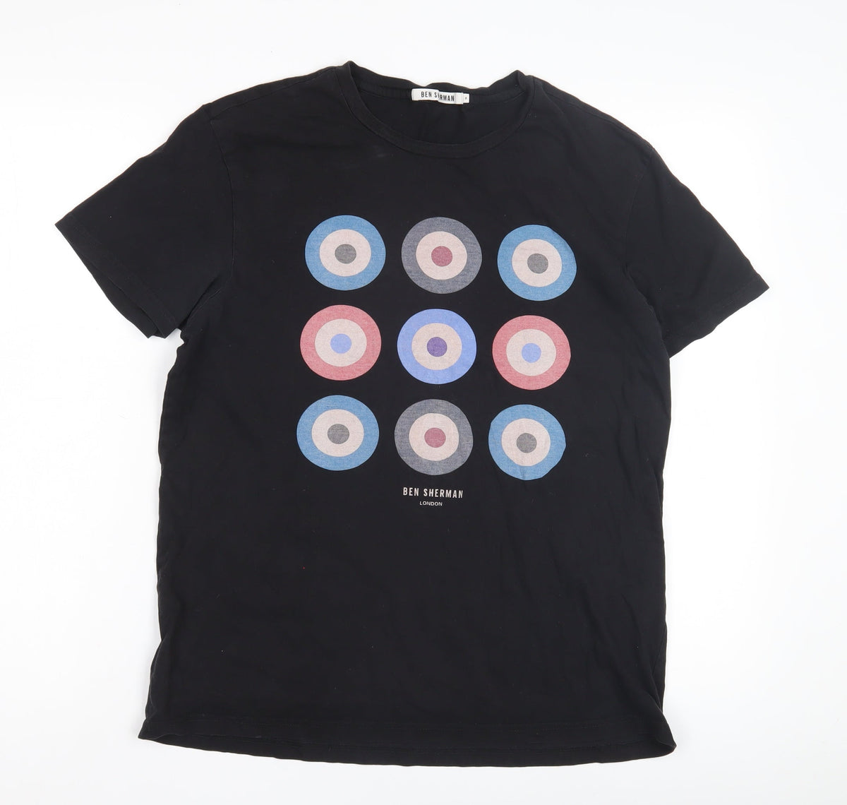 Ben Sherman Men's Black Cotton Printed T-Shirt Size M