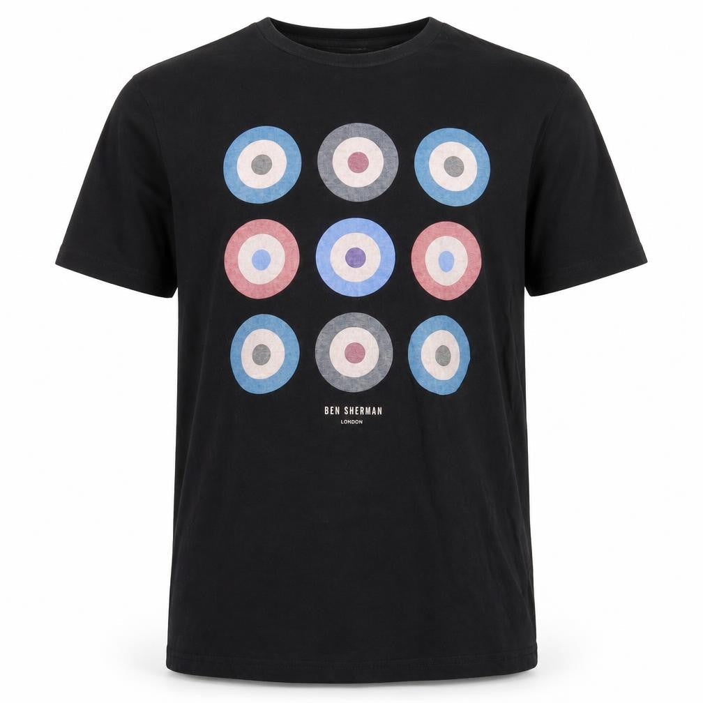 Ben Sherman Men's Black Cotton Printed T-Shirt Size M