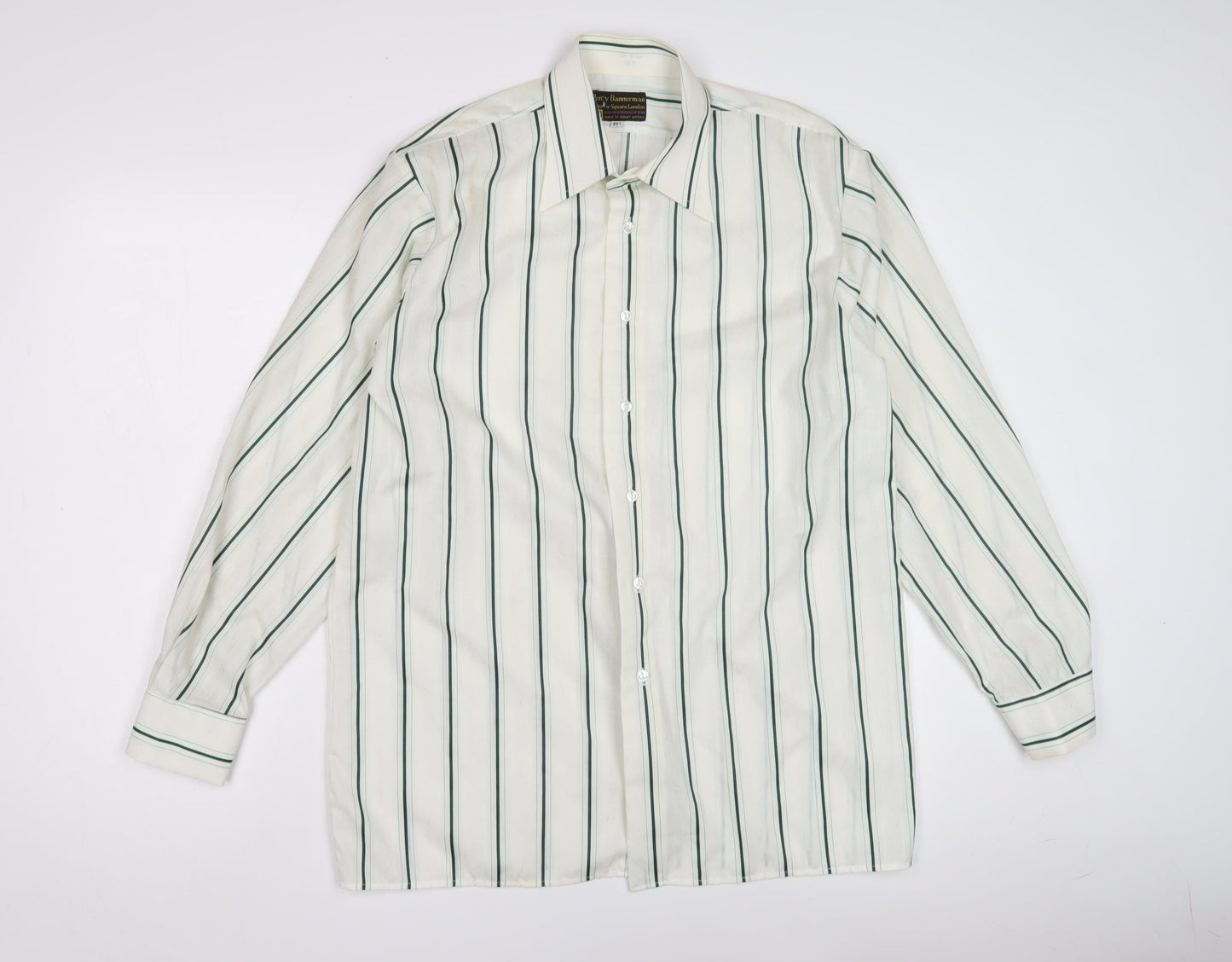 Henry Bannerman Men's White Striped Dress Shirt 15.5