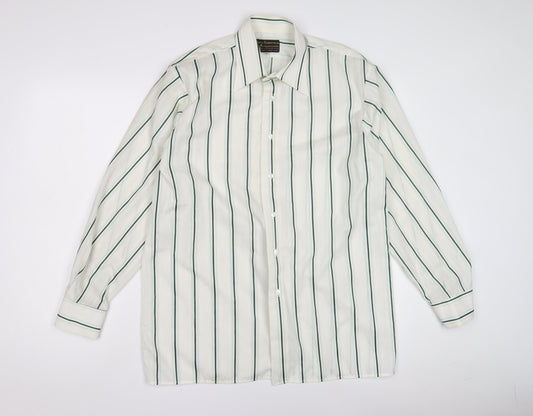 Henry Bannerman Men's White Striped Dress Shirt 15.5