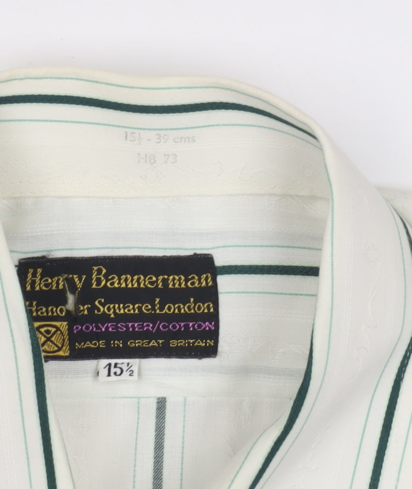 Henry Bannerman Men's White Striped Dress Shirt 15.5