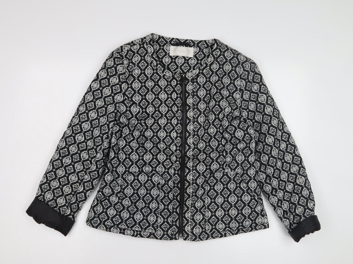 BHS Women's Black Argyle Jacket, Size 14, Cotton