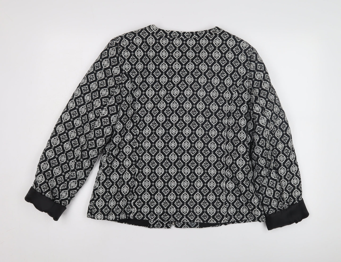 BHS Women's Black Argyle Jacket, Size 14, Cotton