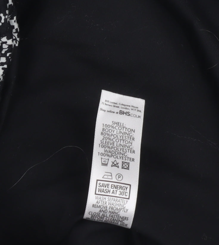BHS Women's Black Argyle Jacket, Size 14, Cotton