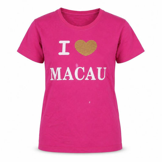 Macau Women's Pink T-Shirt, S, Crew Neck, Casual Wear
