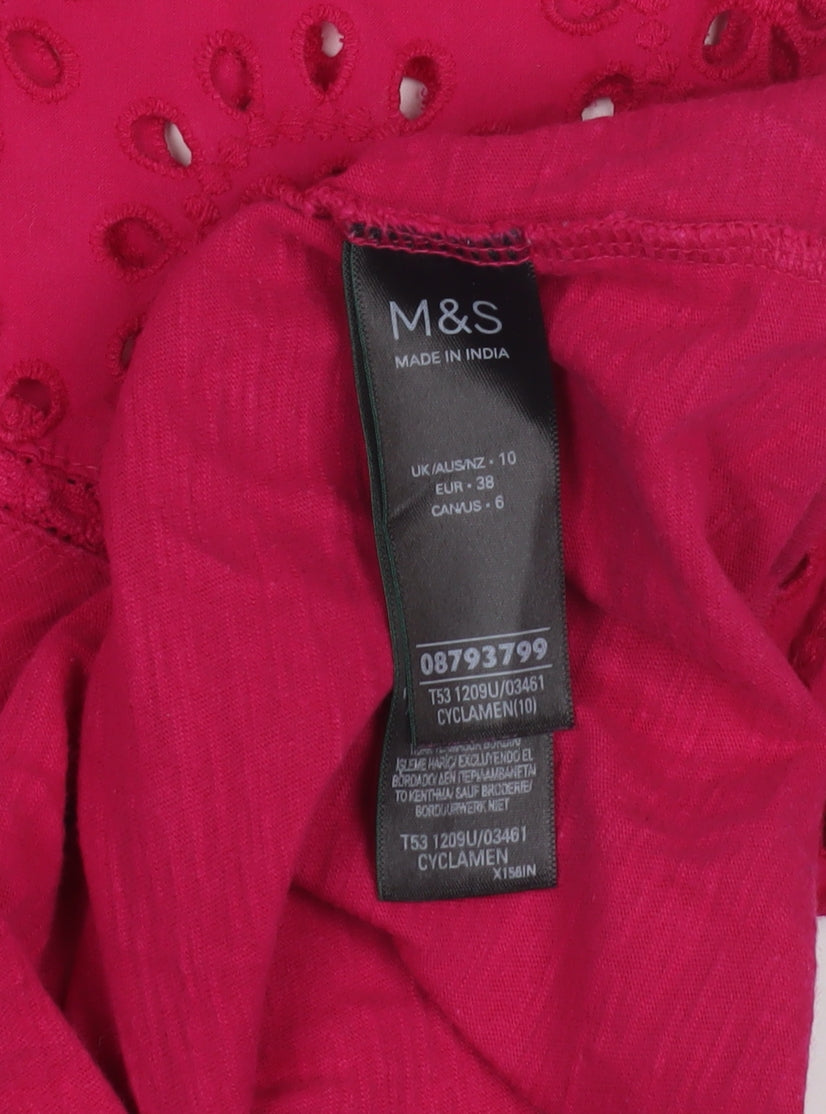 Marks and Spencer Women's Pink V-Neck Top