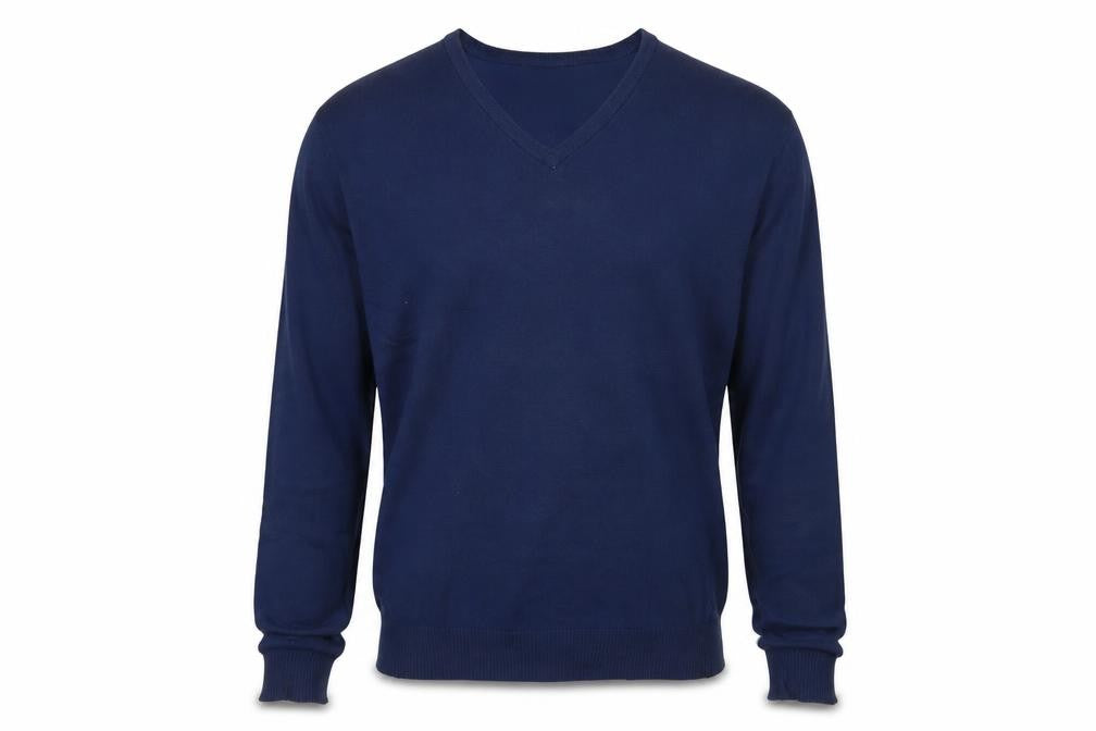 Bershka Men's Blue V-Neck Pullover Jumper M