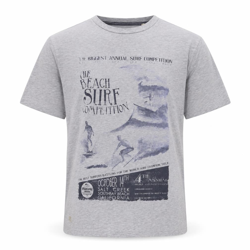Mantaray Men's Grey Surf Graphic T-Shirt, Size S