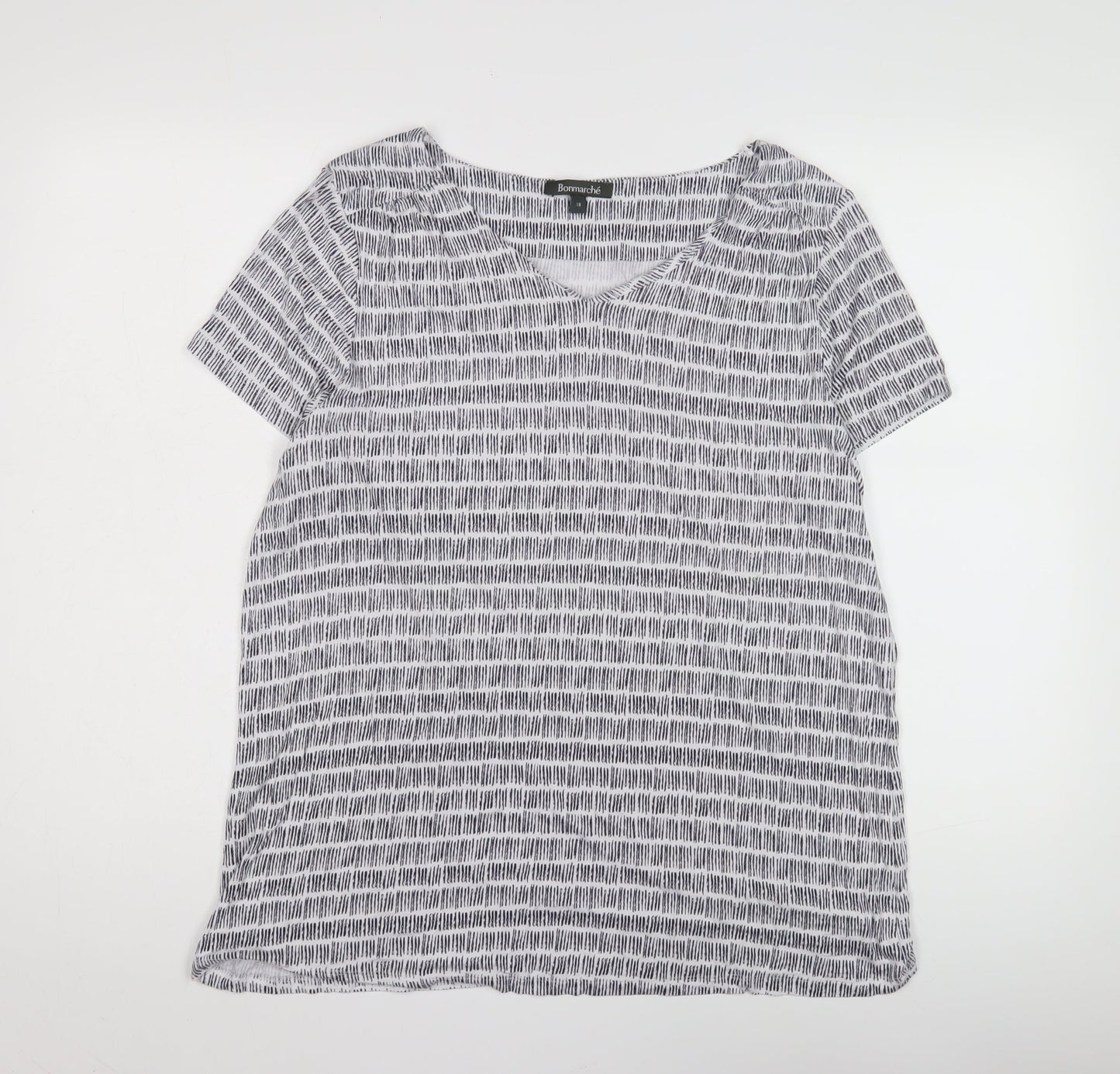 Bonmarché Women's Multicoloured V-Neck T-Shirt Size 18