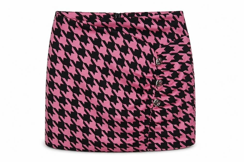 River Island Women's Pink Houndstooth Skirt, Size 8