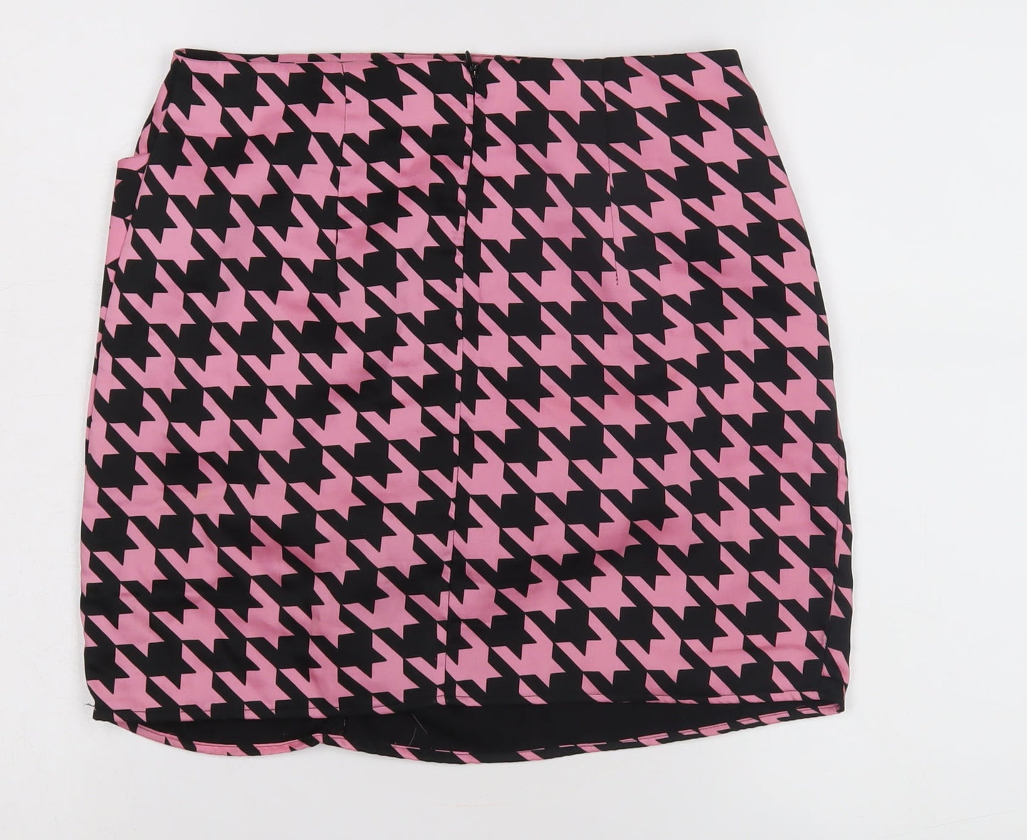 River Island Women's Pink Houndstooth Skirt, Size 8
