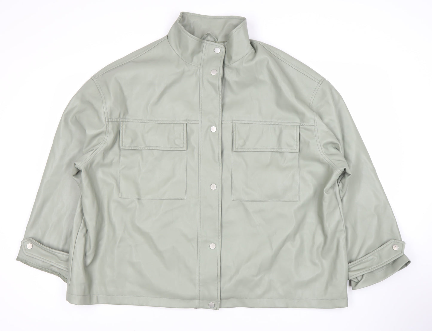 ASOS Women's Grey Jacket Snap Closure Size 18