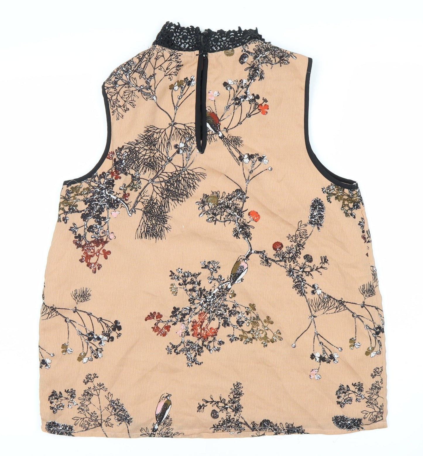 Vero Moda Women's Beige Floral Lace High Neck Blouse