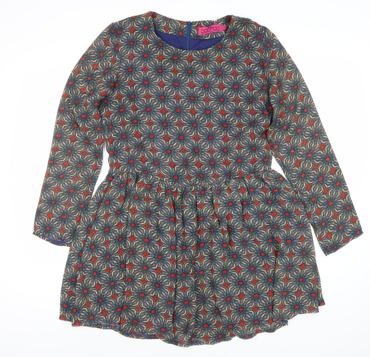 Boohoo Women's Multicoloured Fit & Flare Dress Size 12