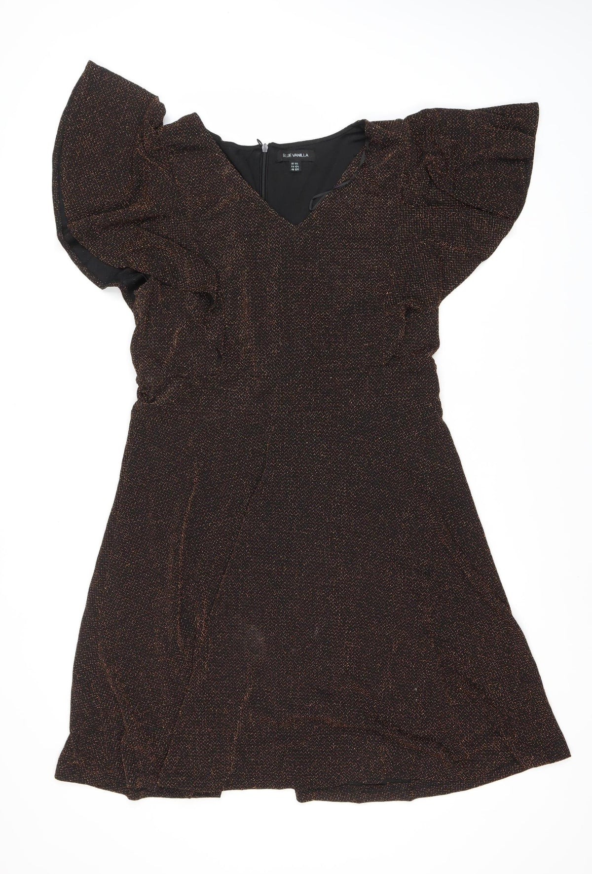 Blue Vanilla Women's Black V-Neck Short Sleeve Dress