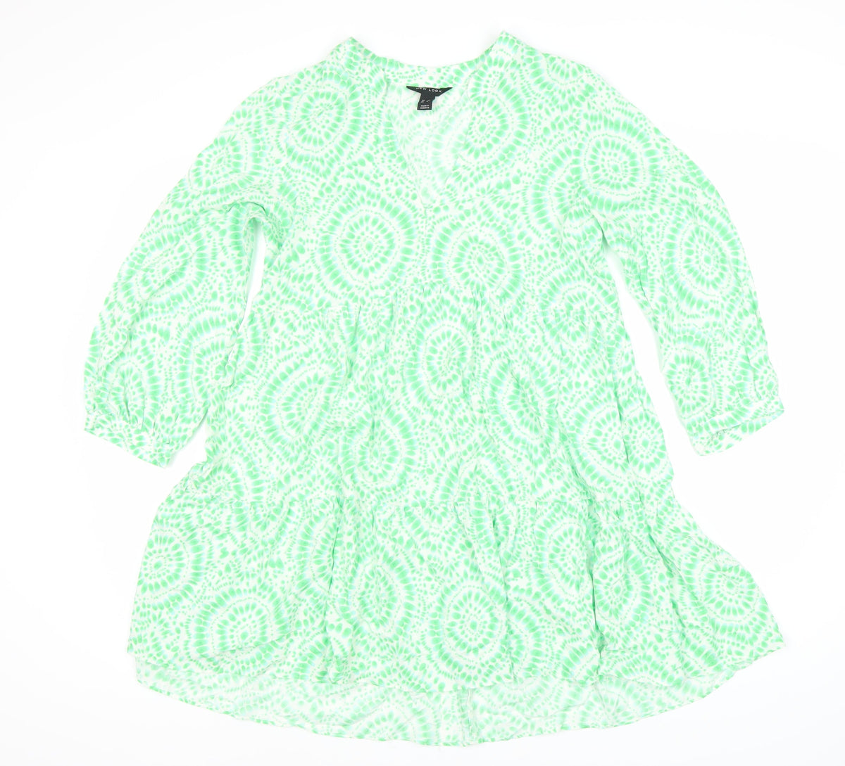 New Look Women's Green Geometric Tunic Dress Size 10