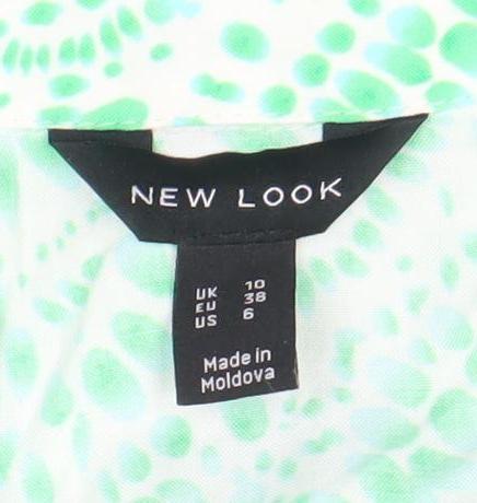 New Look Women's Green Geometric Tunic Dress Size 10